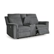 Bowery Hill Contemporary Gray Power Reclining Loveseat with Console