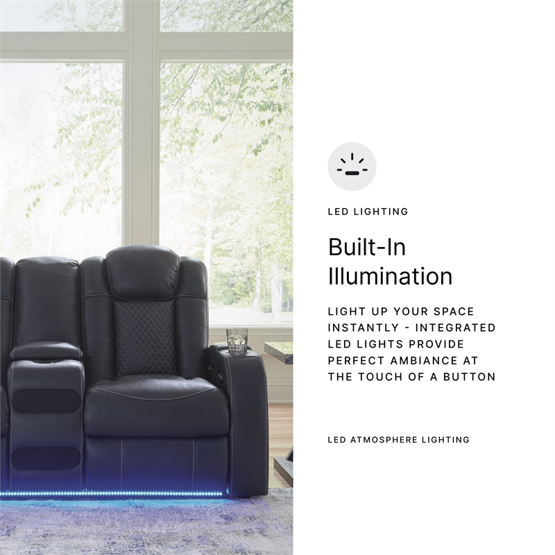 Bowery Hill Contemporary Sapphire Power Reclining Loveseat with Console