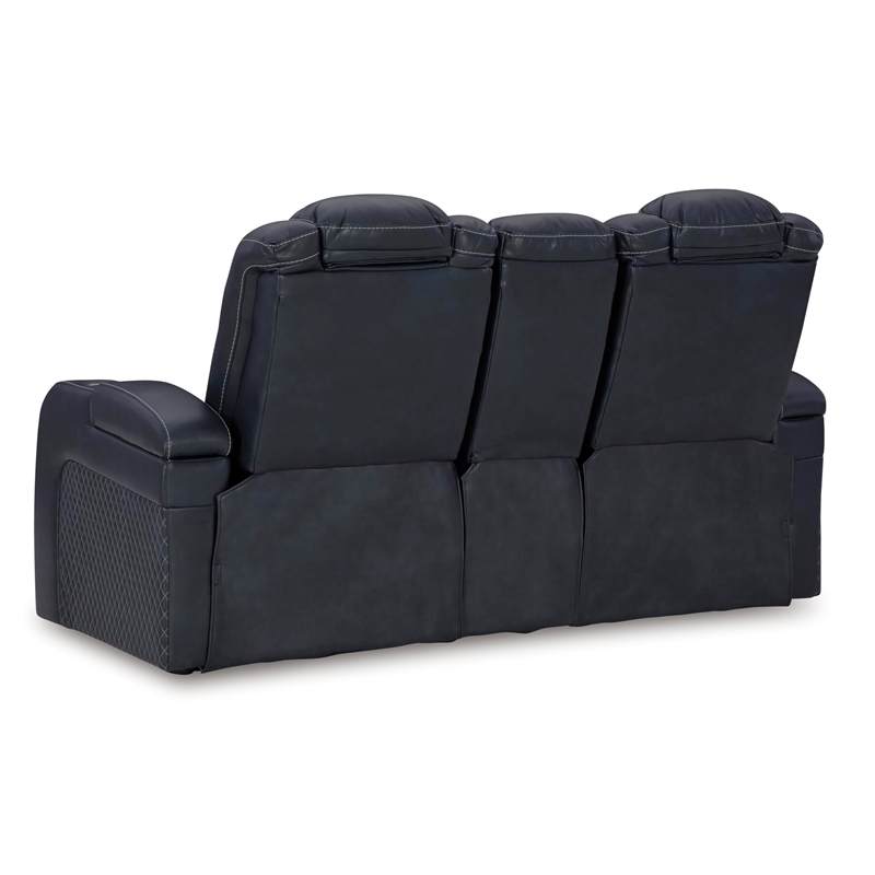 Bowery Hill Contemporary Sapphire Power Reclining Loveseat with Console