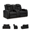 Bowery Hill Contemporary Black Power Reclining Loveseat with Console