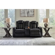 Bowery Hill Contemporary Black Power Reclining Loveseat with Console