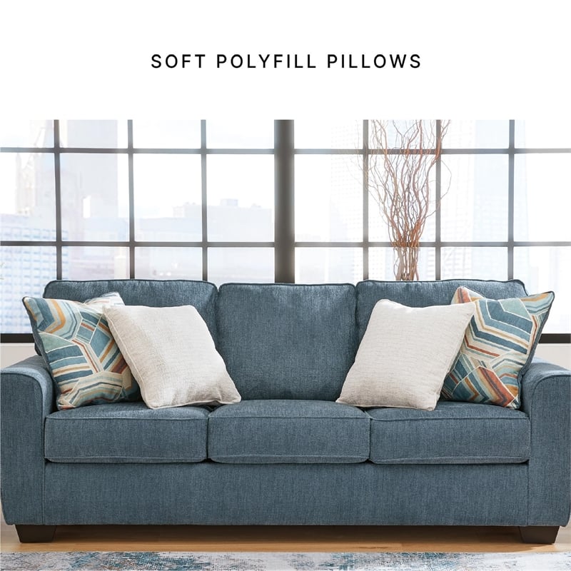Bowery Hill Contemporary Corner-blocked frame Blue Queen Sofa Sleeper