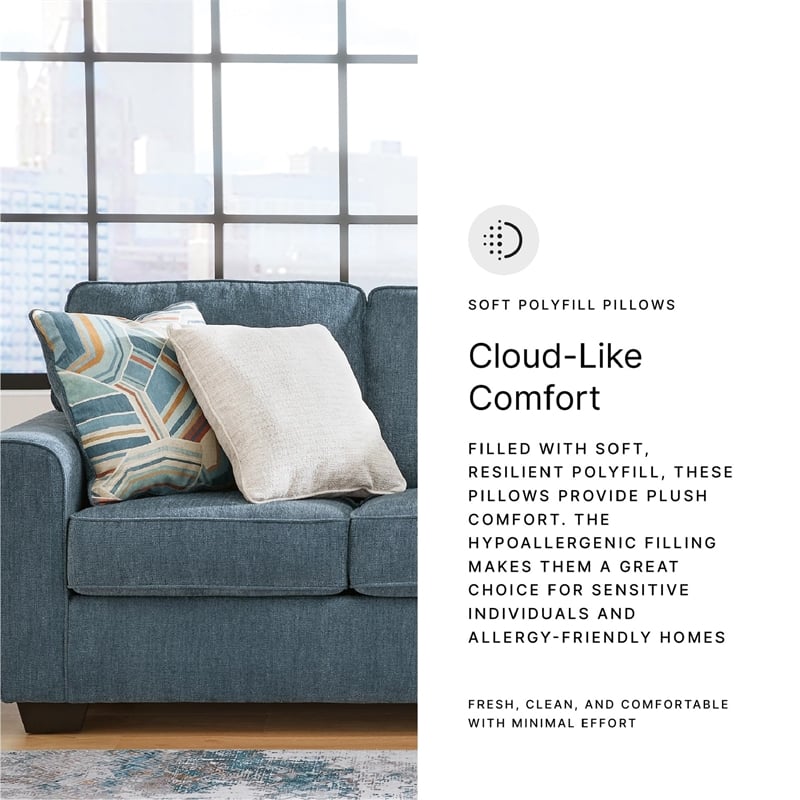 Bowery Hill Contemporary Corner-blocked frame Blue Queen Sofa Sleeper