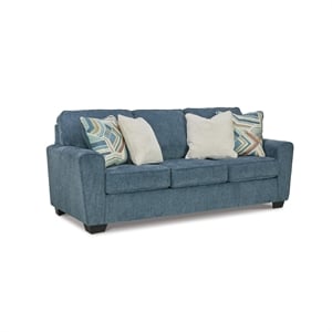 Bowery Hill Contemporary Corner-blocked frame Blue Queen Sofa Sleeper