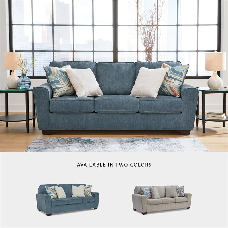 Bowery Hill Contemporary Corner-blocked frame Blue Queen Sofa Sleeper