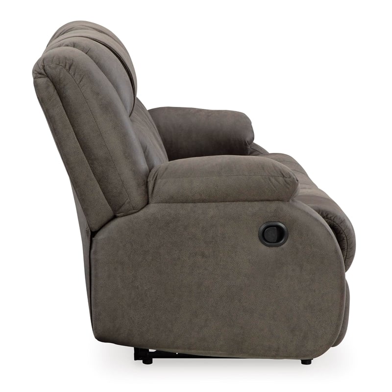 Bowery Hill Faux Leather Contemporary Gunmetal Reclining Sofa