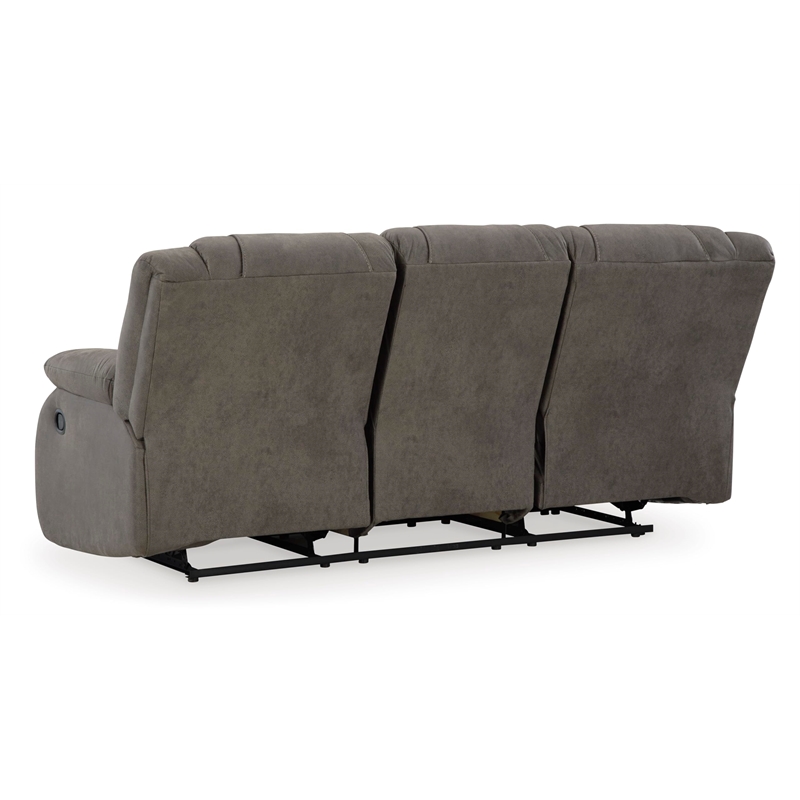 Bowery Hill Faux Leather Contemporary Gunmetal Reclining Sofa