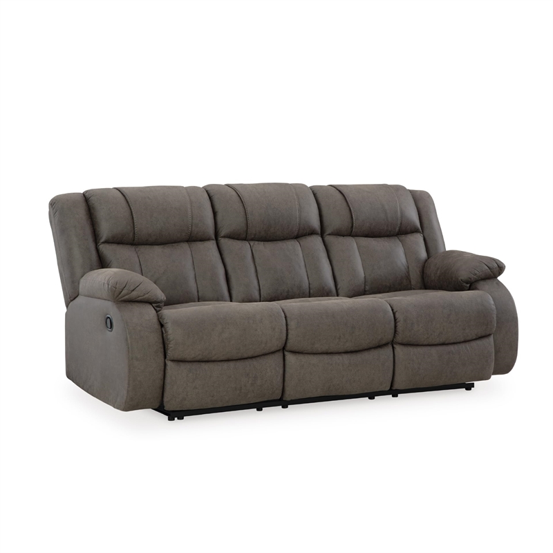 Bowery Hill Faux Leather Contemporary Gunmetal Reclining Sofa