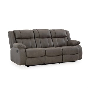 Bowery Hill Faux Leather Contemporary Gunmetal Reclining Sofa