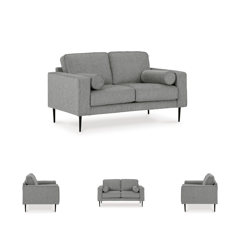 Bowery Hill Contemporary Corner-blocked frame Charcoal Loveseat