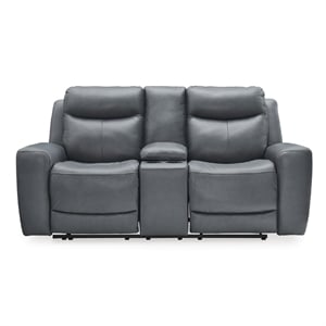 Bowery Hill Contemporary Steel Power Reclining Loveseat with Console