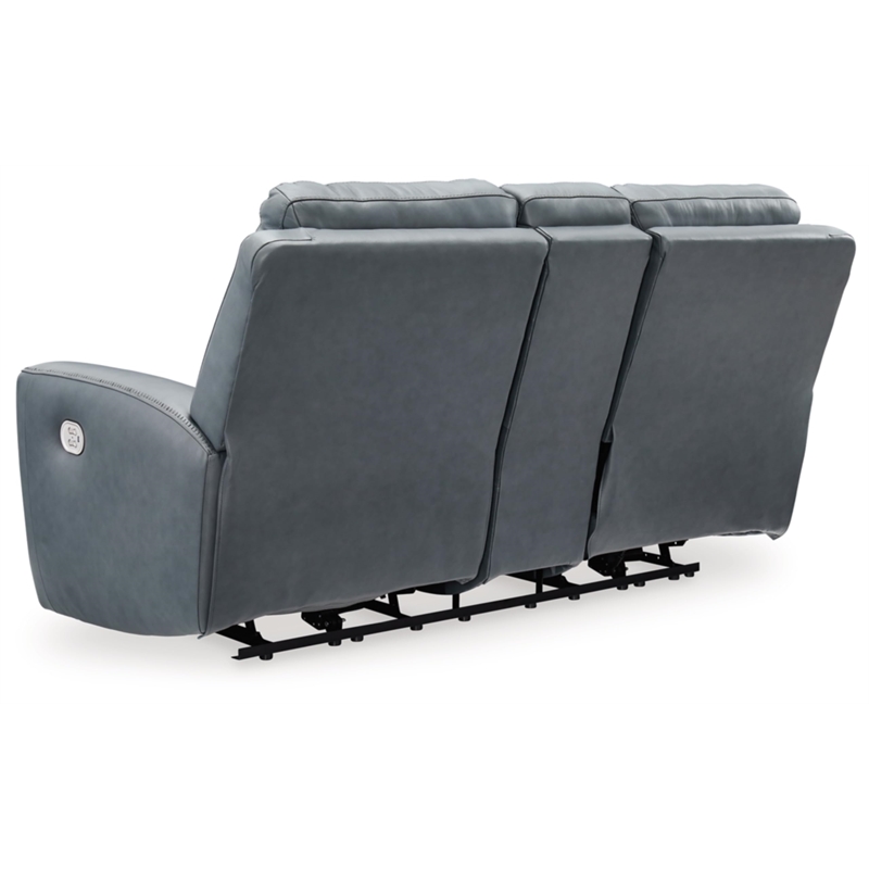 Bowery Hill Contemporary Steel Power Reclining Loveseat with Console