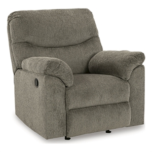 bowery hill contemporary putty recliner with pull-tab reclining motion
