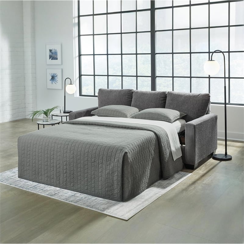 Bowery Hill Contemporary Corner-blocked frame Pewter Queen Sofa Sleeper