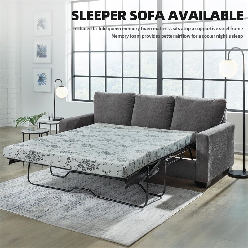 Bowery Hill Contemporary Corner-blocked frame Pewter Queen Sofa Sleeper