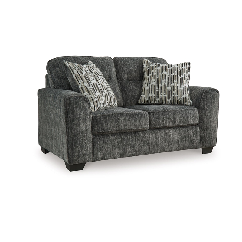 Bowery Hill Contemporary Corner-blocked frame Gunmetal Loveseat