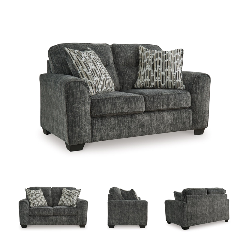 Bowery Hill Contemporary Corner-blocked frame Gunmetal Loveseat