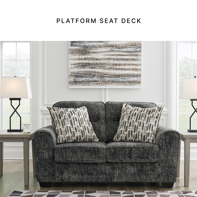 Bowery Hill Contemporary Corner-blocked frame Gunmetal Loveseat