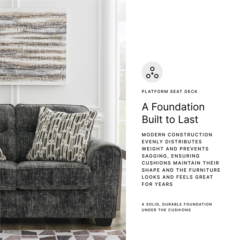 Bowery Hill Contemporary Corner-blocked frame Gunmetal Loveseat