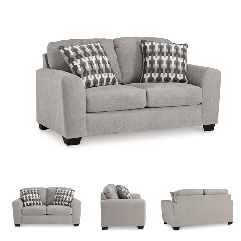 Bowery Hill Contemporary Corner-blocked frame Flannel Loveseat