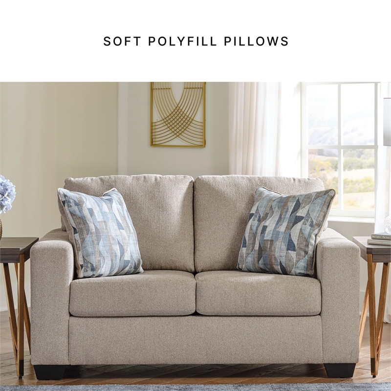 Bowery Hill Contemporary Corner-blocked frame Parchment Loveseat