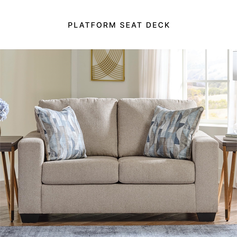 Bowery Hill Contemporary Corner-blocked frame Parchment Loveseat