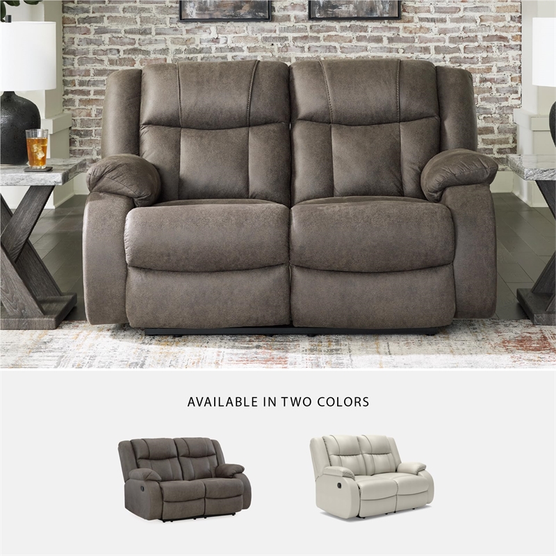 Bowery Hill Faux Leather Contemporary Gunmetal Reclining Loveseat