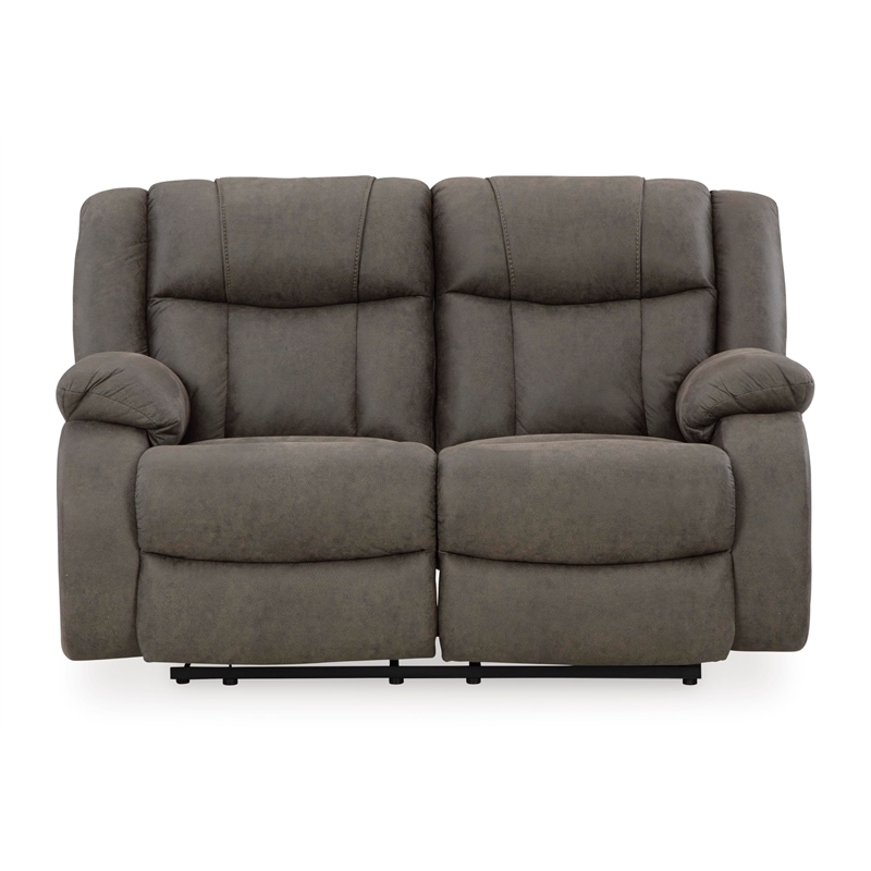 Bowery Hill Faux Leather Contemporary Gunmetal Reclining Loveseat