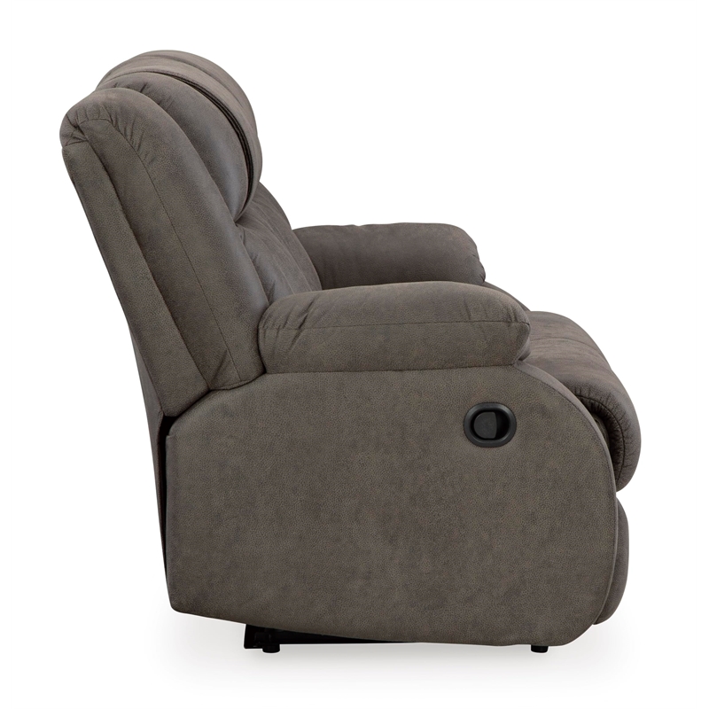 Bowery Hill Faux Leather Contemporary Gunmetal Reclining Loveseat