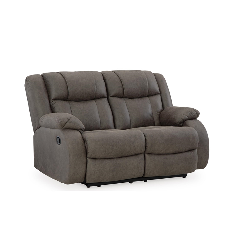 Bowery Hill Faux Leather Contemporary Gunmetal Reclining Loveseat