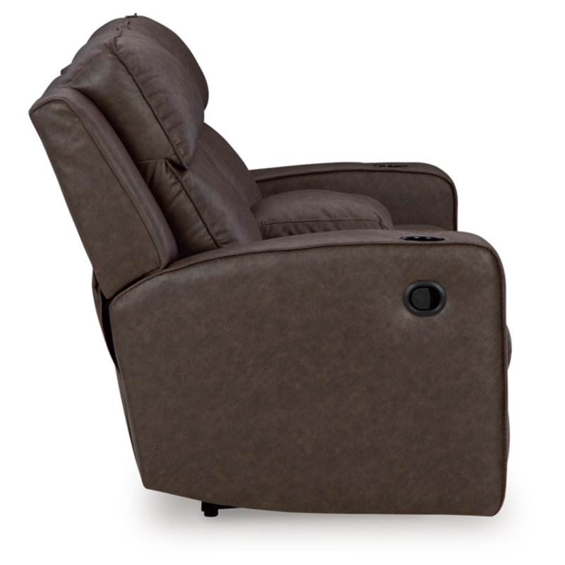 Bowery Hill Contemporary Brown Reclining Loveseat with Console