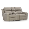 Bowery Hill Contemporary Pebble Reclining Loveseat with Console