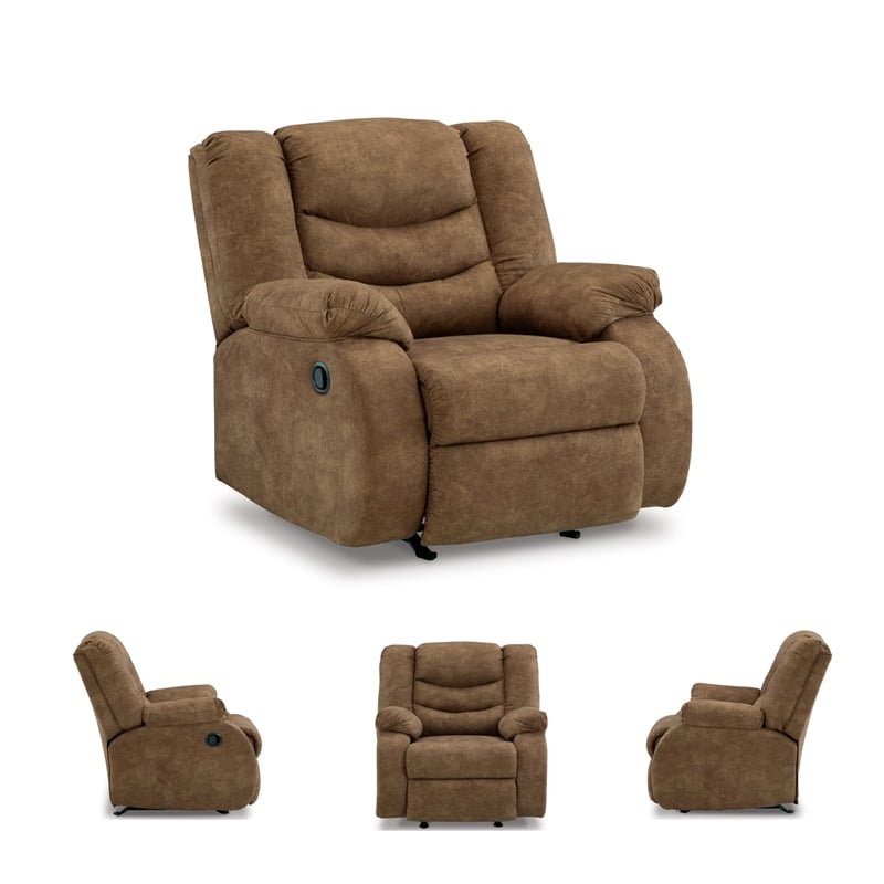 Bowery Hill Faux Leather Contemporary Pull-tab Reclining Motion Brindle Recliner