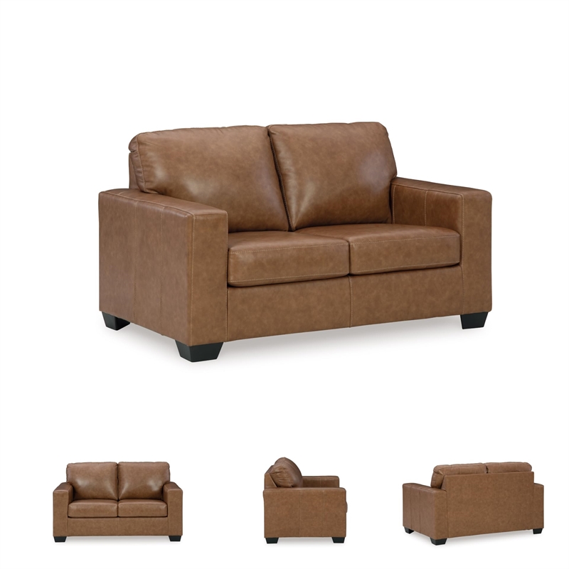 Bowery Hill Contemporary Corner-blocked frame Caramel Loveseat