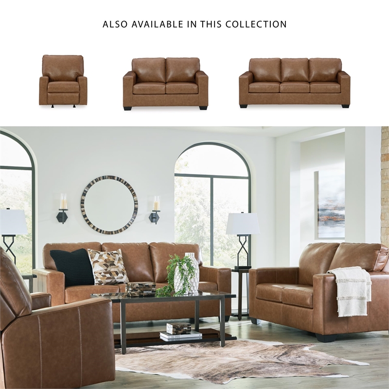 Bowery Hill Contemporary Corner-blocked frame Caramel Loveseat