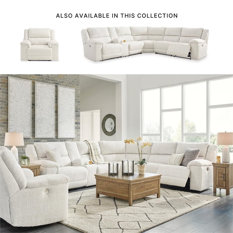 Bowery Hill Polyester Contemporary Off White Oversized Power Recliner