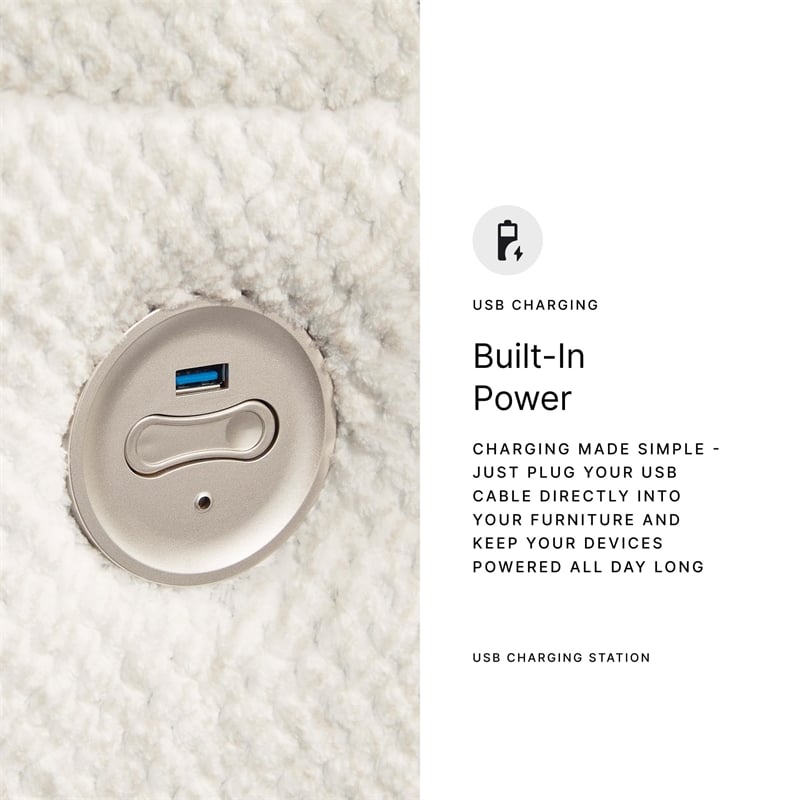 Bowery Hill Polyester Contemporary Off White Oversized Power Recliner