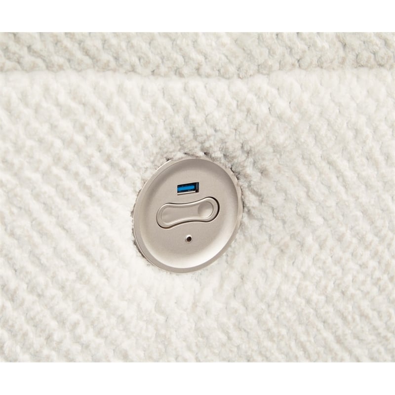 Bowery Hill Polyester Contemporary Off White Oversized Power Recliner