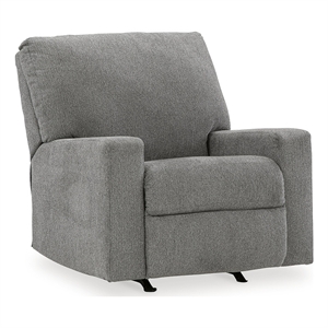 bowery hill polyester contemporary pull-tab reclining motion graphite recliner