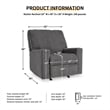 Bowery Hill Polyester Contemporary Pull-tab Reclining Motion Pewter Recliner