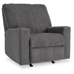 Bowery Hill Polyester Contemporary Pull-tab Reclining Motion Pewter Recliner