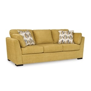 Bowery Hill Contemporary Corner-blocked frame Yellow Queen Sofa Sleeper