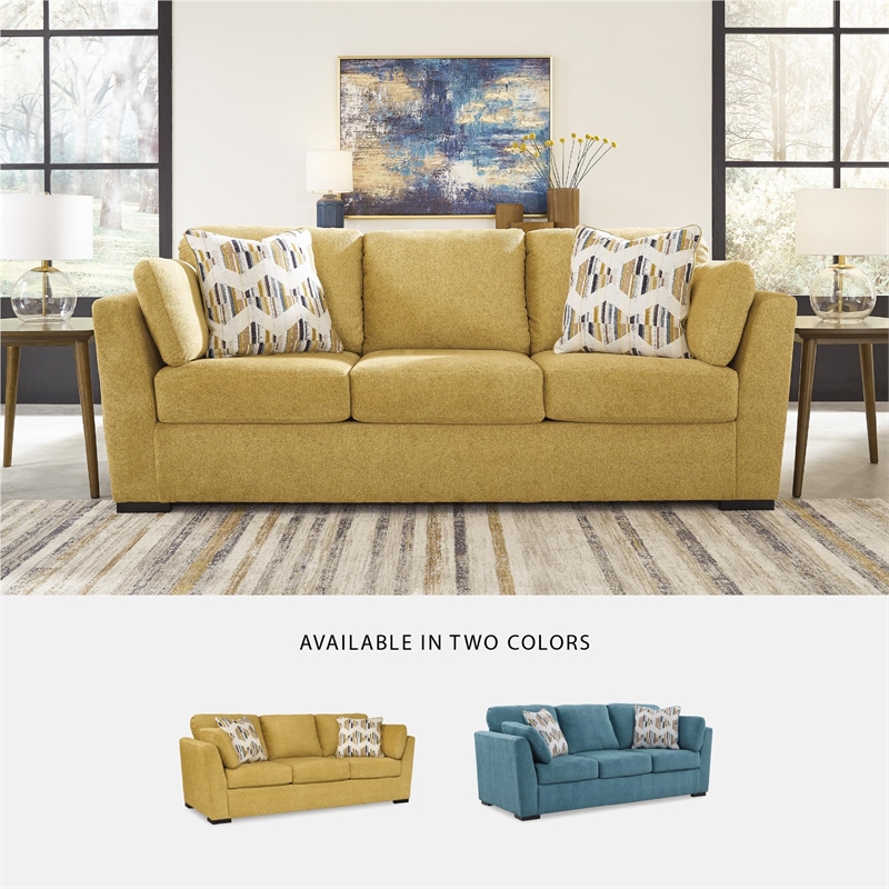 Bowery Hill Contemporary Corner-blocked frame Teal Queen Sofa Sleeper