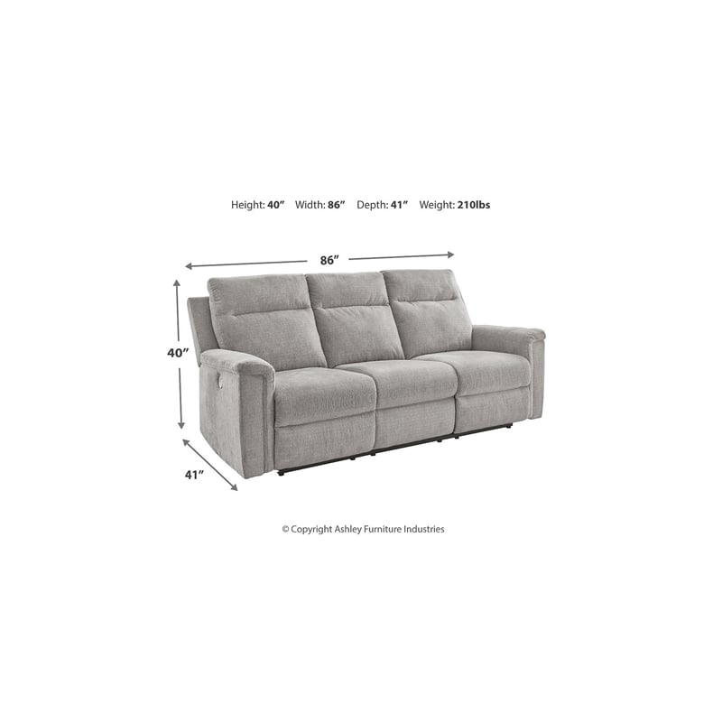 Bowery Hill Polyester Contemporary Ash Finish Power Reclining Sofa