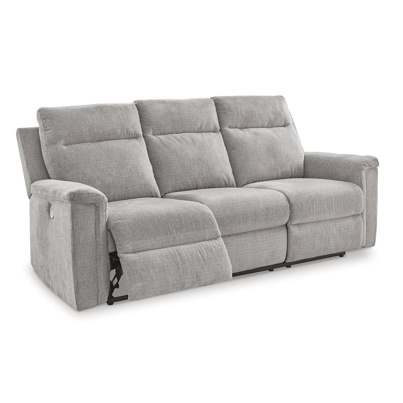 Bowery Hill Polyester Contemporary Ash Finish Power Reclining Sofa