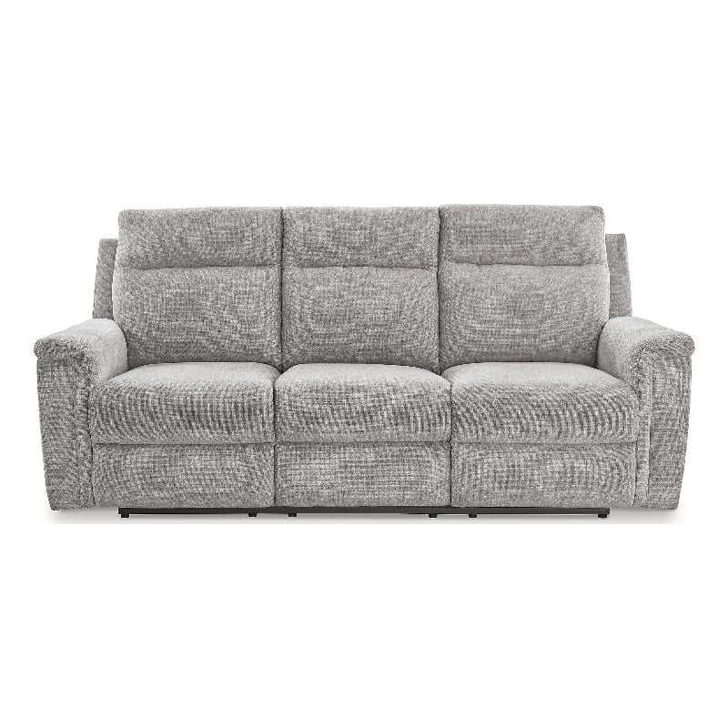 Bowery Hill Polyester Contemporary Ash Finish Power Reclining Sofa