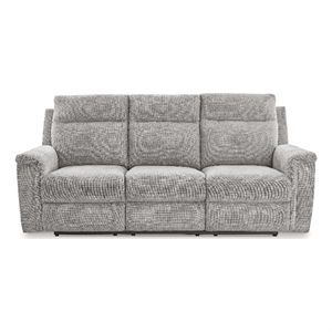 Bowery Hill Polyester Contemporary Ash Finish Power Reclining Sofa