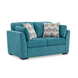 Bowery Hill Polyester Contemporary Corner-blocked frame Blue Loveseat