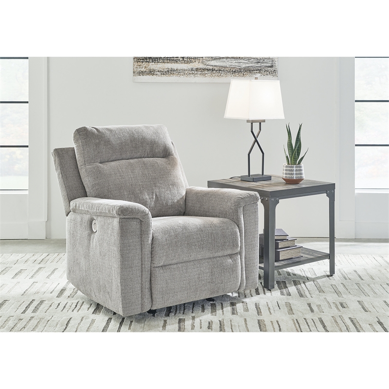 Bowery Hill Polyester Contemporary Ash Finish Power Recliner