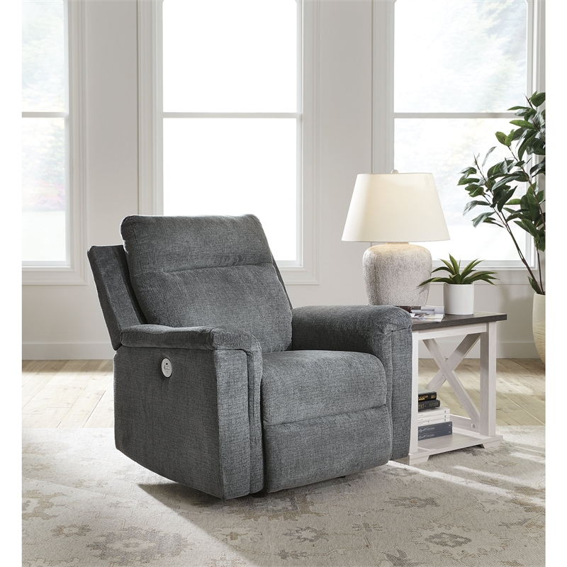 Bowery Hill Polyester Contemporary Gray Finish Power Recliner